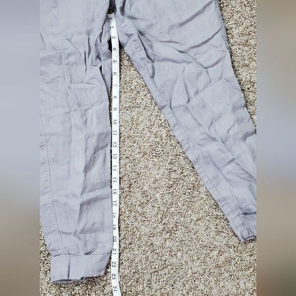 Athleta Gray 100% Linen Cuffed Ankle Pants - Picture 4 of 7